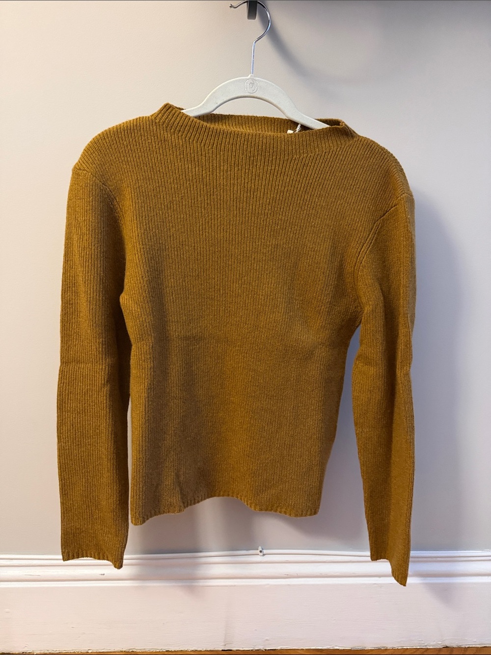 Women's Ribbed Crewneck Sweater - Mustard Gold